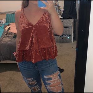 Aerie v neck ruffle tank top